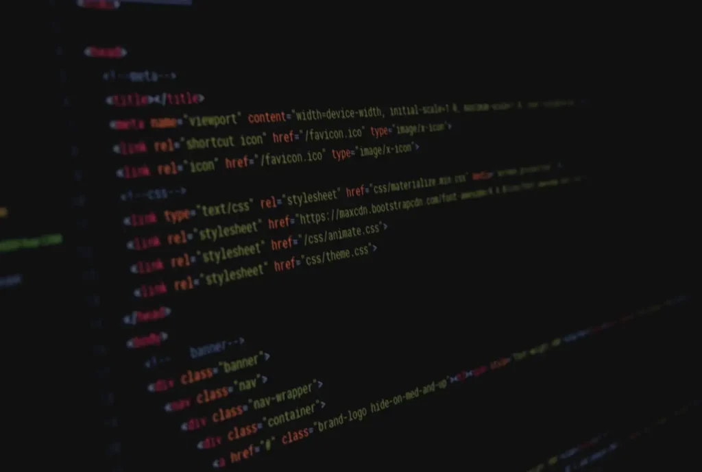 A picture of website source code